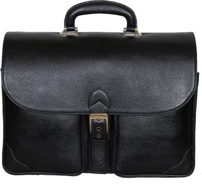 RICHSIGN 16.5 Inch leather bag for men Messenger Bag(Black, 24 L)