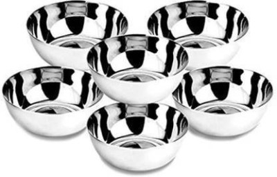 mannu Stainless Steel Vegetable Bowl Size 200 ml.Set of 6 Steel Bowls.Heavy Stainless Steel.Mirror Finish Polish.Durable Quality. Specificatio(Pack of 6, Silver)