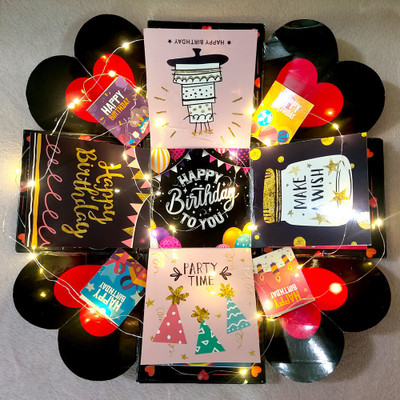 TrendyGift HAPPY BIRTHDAY Explosion Box with LED Cork String light Greeting Card(Multicolor, Pack of 1)