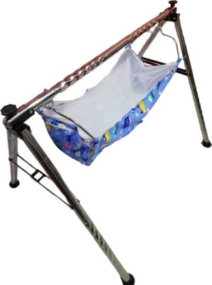 Shivansh Purple heavy stainless steel spiral foldable cradle with cot(Purple)