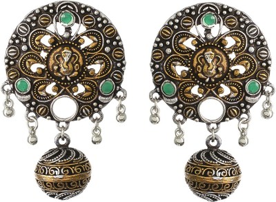 Silvermerc Designs GME_3300 Onyx Brass Jhumki Earring, Drops & Danglers, Stud Earring, Chandbali Earring