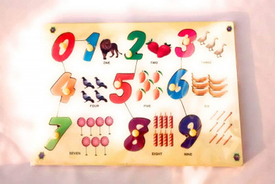 FUTUREZ KEY Wooden 1-15 Number Puzzle Tray with Picture and Knobs. Help Your Kids to Play and Learn(Multicolor)