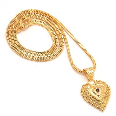 Jewar Mandi Jewar Mandi Pendant Meena Work Pan Heart Dil Locket Chain Gold Plated Jewelry Gold-plated Brass Locket