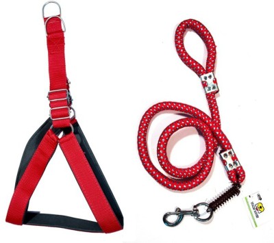 Tame Love Premium Quality Padded Harness and Leash Chest Belt Dog Harness & Leash(Extra Large, Red)