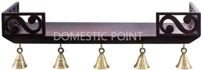 Domestic Point Wall Mounted Home Temple Floating Shelf with Ringing Bell MDF (Medium Density Fiber) Wall Shelf(Number of Shelves - 1, Brown)