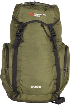 Adventure Worx Xplore 35 Rucksack/Travel pack/Daypack with Raincover, AerWireT back ventilation and support system Rucksack  - 35 L(Green)