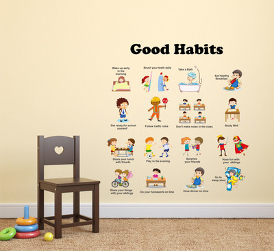 Wollzo 95 cm Good Habits Removable Sticker(Pack of 1)