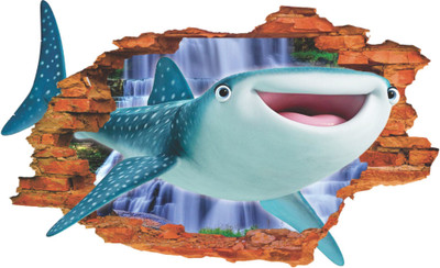 Jagvii 75 cm Dolphin outside from wall Removable Sticker(Pack of 1)