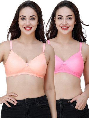 COLLEGE GIRL Comfertable and Soft Against Skin Women T-Shirt Heavily Padded Bra(Orange, Pink)
