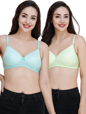 COLLEGE GIRL Comfertable and Soft Against Skin Women T-Shirt Heavily Padded Bra(Light Blue, Light Green)
