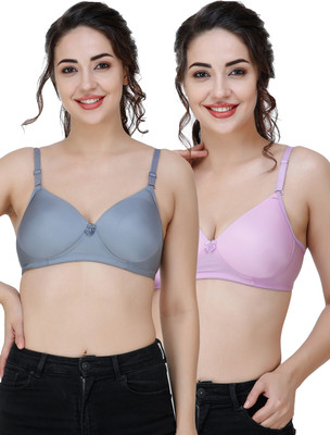 COLLEGE GIRL Comfertable and Soft Against Skin Women T-Shirt Heavily Padded Bra(Grey, Purple)