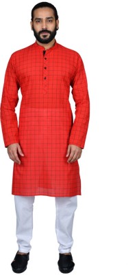 Ajay Arvindbhai Khatri Men Solid Ethnic Dress Kurta(Red)