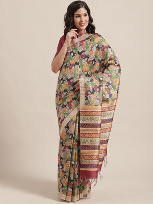 Ratnavati Printed Bollywood Silk Blend Saree(Multicolor)