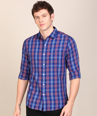 Levis Men Checkered Casual Blue Shirt