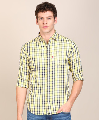 levis-men-checkered-casual-yellow-shirt