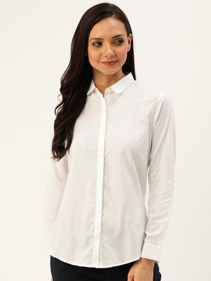 Hancock Women Solid Formal White Shirt