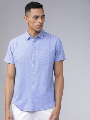 HIGHLANDER Men Solid Casual Light Blue Shirt
