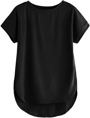 GIRLS SHOPPIE Casual Half Sleeve Solid Women Black Top