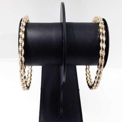 rayie collection Crystal Gold-plated Bangle Set(Pack of 2)