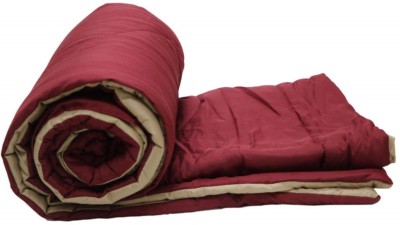 SIE STORE Self Design, Checkered Double Comforter for  Mild Winter(Poly Cotton, Marron Wine & Tempting Taupe)