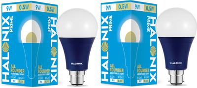 HALONIX 9 W, 0.5 W Basic Round B22 LED Bulb(White, Yellow, Pack of 2)