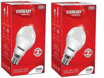 EVEREADY 10 W Basic Round B22 LED Bulb(White, Pack of 2)