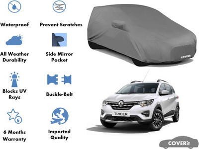 Coverit Car Cover For Renault Triber (With Mirror Pockets)(Grey)