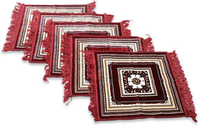 NFI essentials Maroon Velvet Carpet(2 ft,  X 2 ft, Square)
