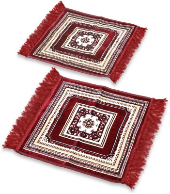 NFI essentials Maroon Velvet Carpet(2 ft,  X 2 ft, Square)