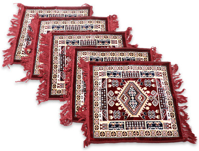 NFI essentials Maroon Velvet Carpet(2 ft,  X 2 ft, Square)