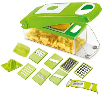 JALOPY 12 in 1 Multi-Function Chopper, Vegetable & Fruit Slicer, Chopper, Chipser, Chaff Cutter and Dicer (Green) Vegetable Grater & Slicer (1 chopper)(1 chopper) Vegetable & Fruit Grater & Slicer(Set of 1)