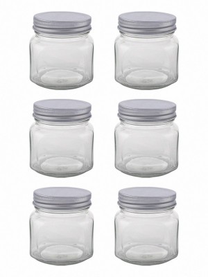 White Gold Glass Utility Container  - 300 ml(Pack of 6, Clear)