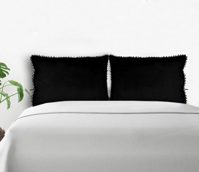 KUBER INDUSTRIES Plain Pillows Cover(Pack of 2, 43 cm*61 cm, Black)
