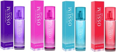 OSSUM ROMANCE BODY PERFUME MIST 115 ML + PLEASURE BODY PERFUME MIST 115 ML+BLOSSOM BODY PERFUME MIST 115 ML+DELIGHT BODY PERFUME MIST 115 ML Deodorant Spray  -  For Men & Women(460 ml, Pack of 4)