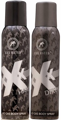 XXX Rated DIRTY & HARD No Gas Deo Body Spray Combo Pack of 2 Deo, 240ML Deodorant Spray  -  For Men & Women(240 ml, Pack of 2)