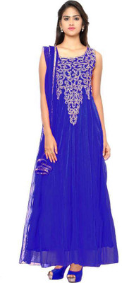 Manav fashion Flared/A-line Gown(Blue)