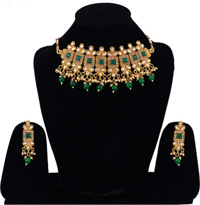 Darsha Collections Alloy Gold-plated Green Jewellery Set(Pack of 1)