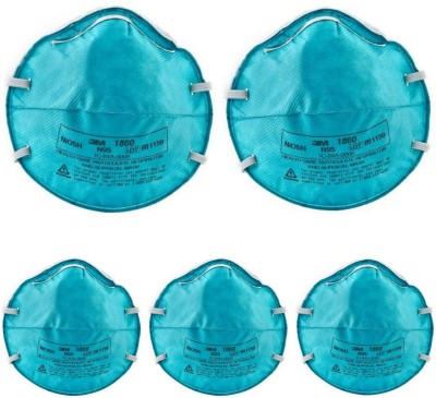 3M (Pack of 5) Health Care Particulate Respirator and Surgical Mask 1860, N95 120 EA/Case(Free Size, Pack of 5)
