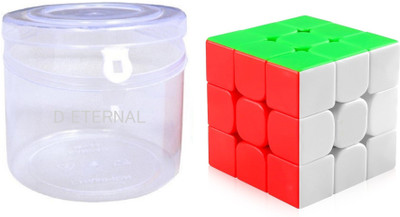 D ETERNAL Cube Puzzle 3x3 High Speed Stickerless Cubic Game Toy with Storage Container Box(1 Pieces)