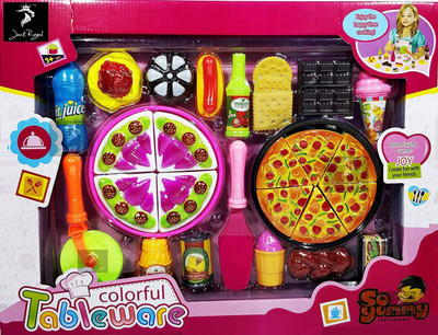 DSMEnterprise Colorful Tableware Yummy Pizza Role Play Toy Set for Kids