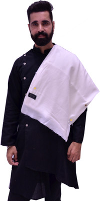 Indian shawl Wool Solid Men Shawl(White)