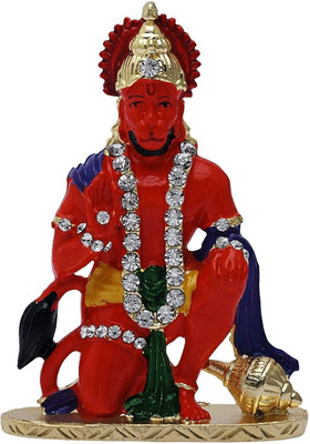 RANJU CREATION Lord Hanuman Car Dashboard Hanuman Idol Spiritual Puja Vastu Decorative Showpiece  -  7 cm(Brass, Multicolor)