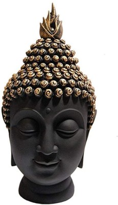 Velocious Polyresin Buddha Head Figurine, (Small Size ) 8 cm X 6 cm X 15 cm ( 3 x 2.3 x 5.7 ) Inch Decorative Showpiece  -  15 cm(Polyresin, Black, Gold)