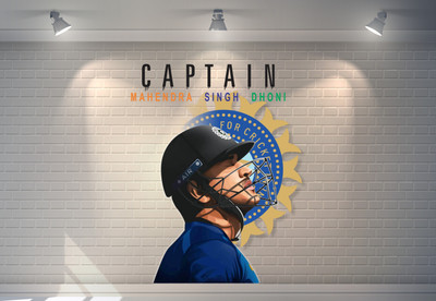 DivineDesigns 56 cm Mahendra Singh Dhoni Self Adhesive Sticker(Pack of 1)