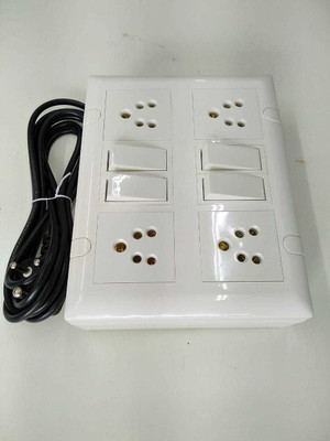 Republic xaviour Extension Switch Board 4 Socket & 4 Switch (WHITE) 4  Socket Extension Boards(White, 3 m, With USB Port)