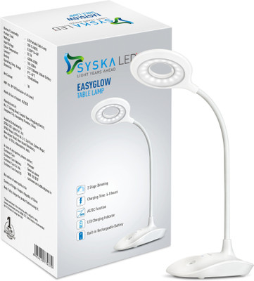Syska SSK-TL-8602L Rechargeable Table Lamp  (24 cm, White)