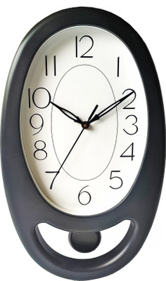 Masstone Analog 40 cm X 24 cm Wall Clock(Black, With Glass, Pendulum)