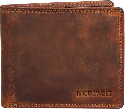 MODEWELT Men Brown Genuine Leather Wallet(6 Card Slots)