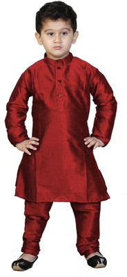 FTC FASHIONS Boys Festive & Party Kurta and Pyjama Set(Red Pack of 1)