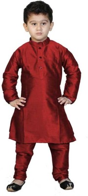 FTC FASHIONS Boys Festive & Party Kurta and Pyjama Set(Maroon Pack of 1)